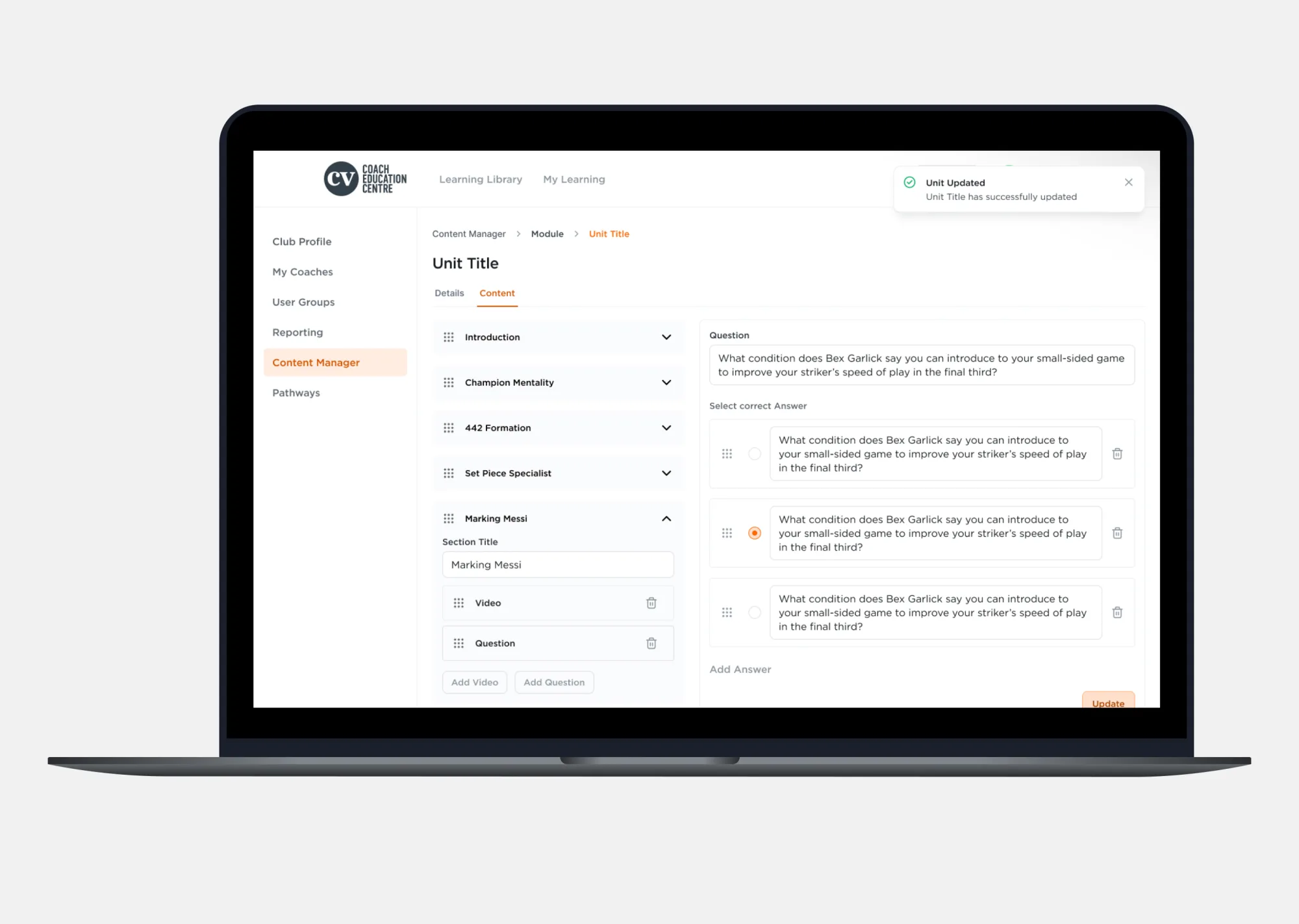 Coaches' Voice UI 1